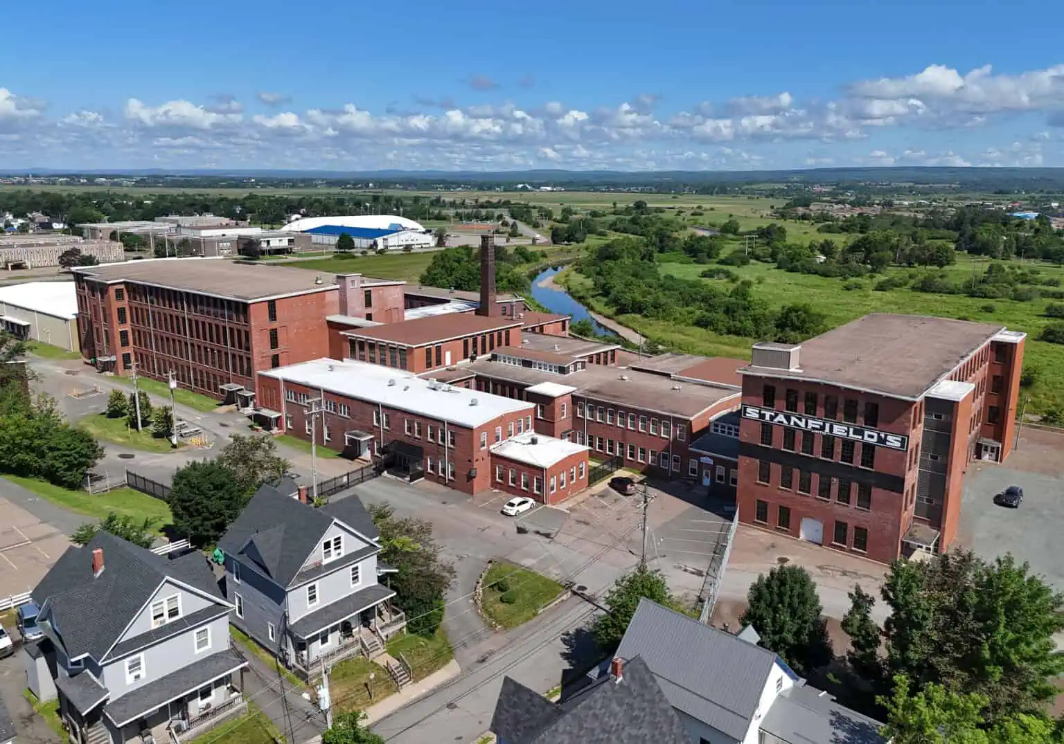Aerial view of the Stanfield’s factory and surrounding Truro area